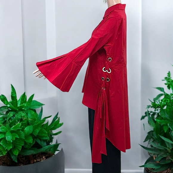 Midnight Velvet “Serena” Red High-Low Tunic - Picture 5 of 16